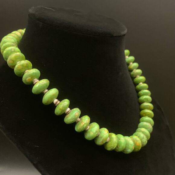 Vintage Green Copper Turquoise Necklace - Picture 9 of 16